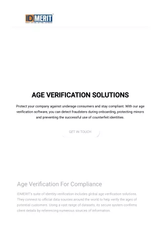 Age Verification Solutions UK