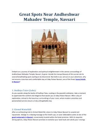 great spots near andheshwar mahadev temple navsari