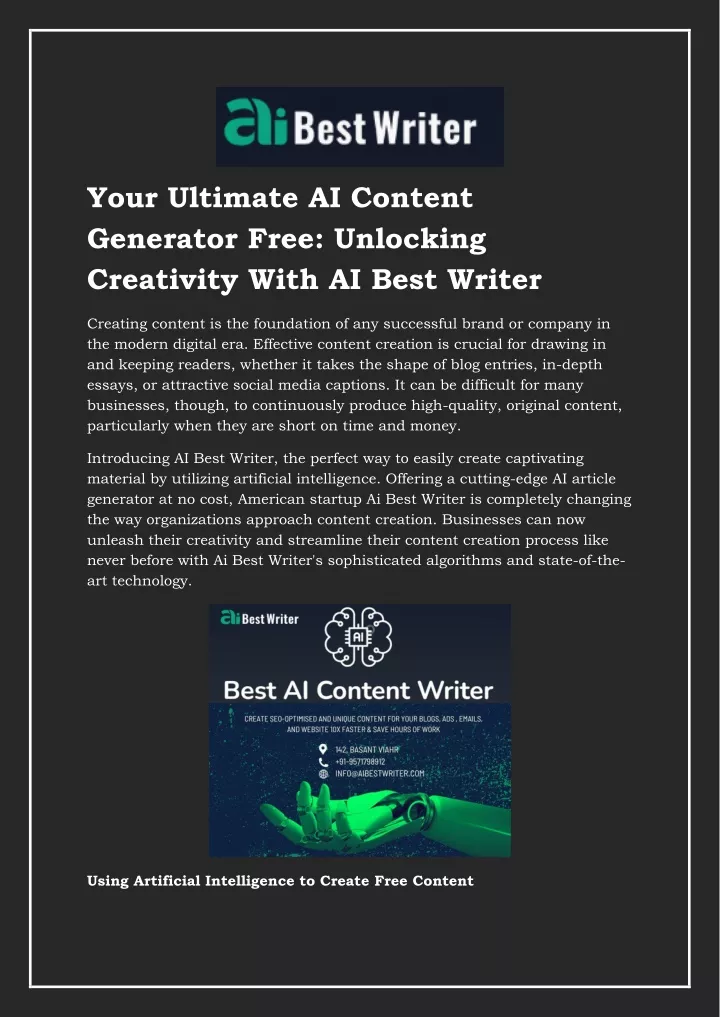 your ultimate ai content generator free unlocking