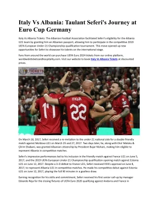 Italy Vs Albania Taulant Seferi's Journey at Euro Cup Germany