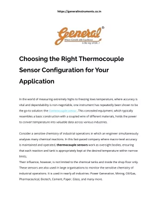 Choosing the Right Thermocouple Sensor Configuration for Your Application