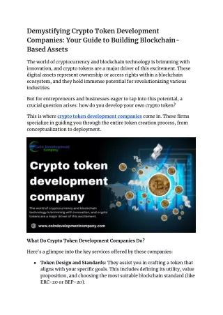 demystifying crypto token development companies