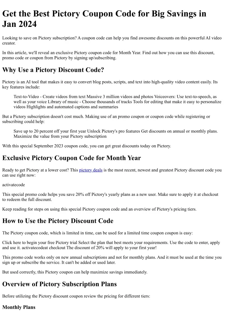 get the best pictory coupon code for big savings