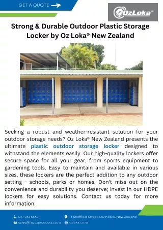 Strong & Durable Outdoor Plastic Storage Locker by Oz Loka® New Zealand