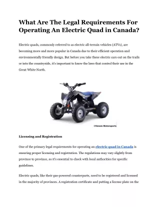What are the legal requirements for operating an electric quad in Canada