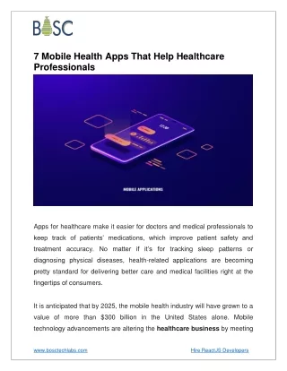 7 Mobile Health Apps That Help Healthcare Professionals