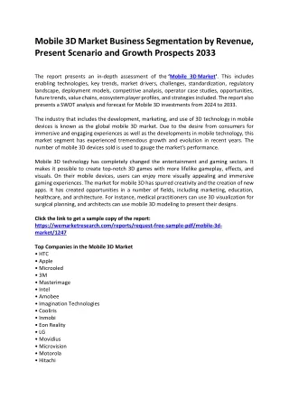 mobile 3d market business segmentation by revenue