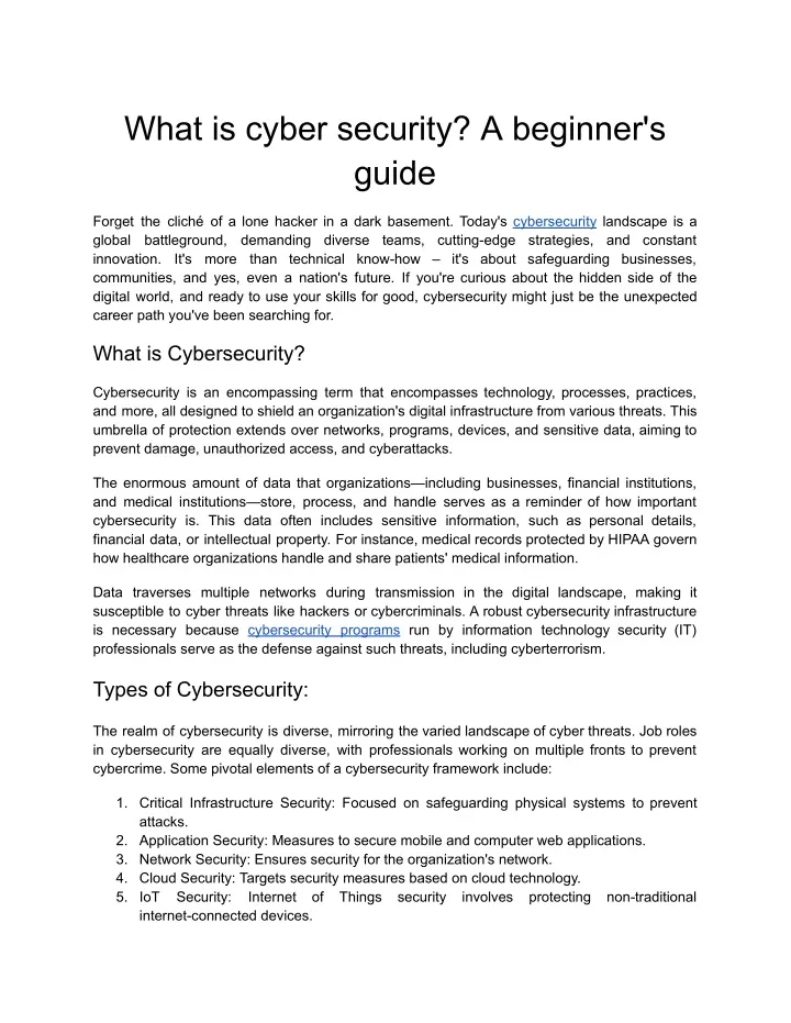 what is cyber security a beginner s guide