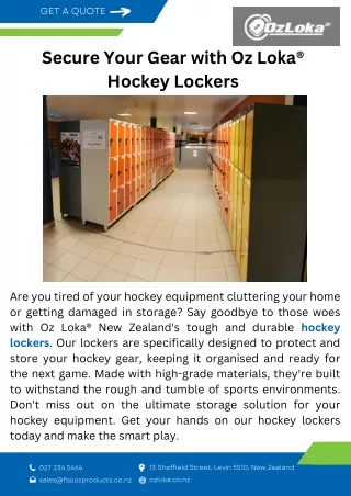 Secure Your Gear with Oz Loka® Hockey Lockers