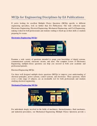 MCQs for Engineering Disciplines by EA Publications
