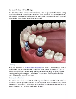 Important Features of Dental Bridges