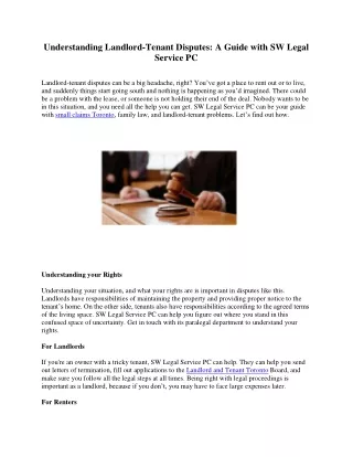 Understanding Landlord-Tenant Disputes: A Guide with SW Legal Service PC