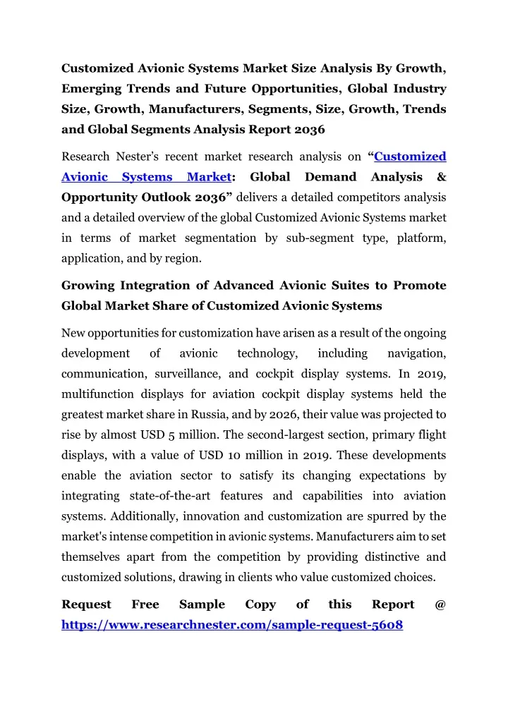 customized avionic systems market size analysis