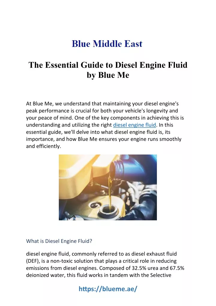 the essential guide to diesel engine fluid