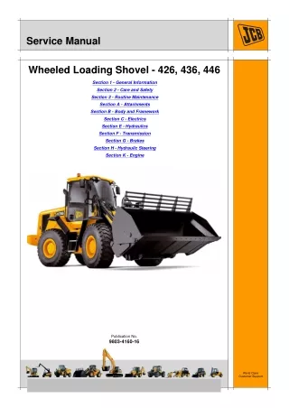 JCB 426 WHEELED LOADER Service Repair Manual SN531001