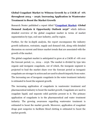 global coagulant market to witness growth