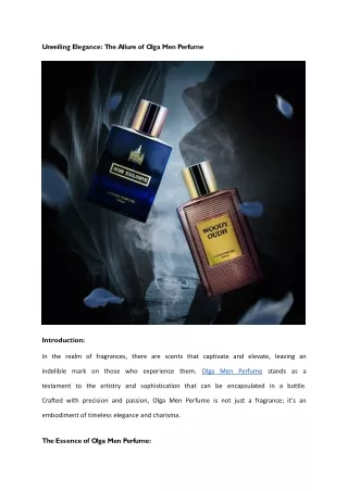 Unveiling Elegance: The Allure of Olga Men Perfume