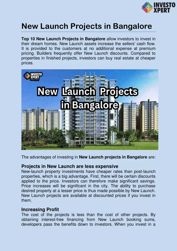 new launch projects in bangalore
