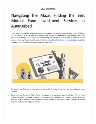 Navigating the Maze Finding the Best Mutual Fund Investment Services in Aurangabad Doc Sharing