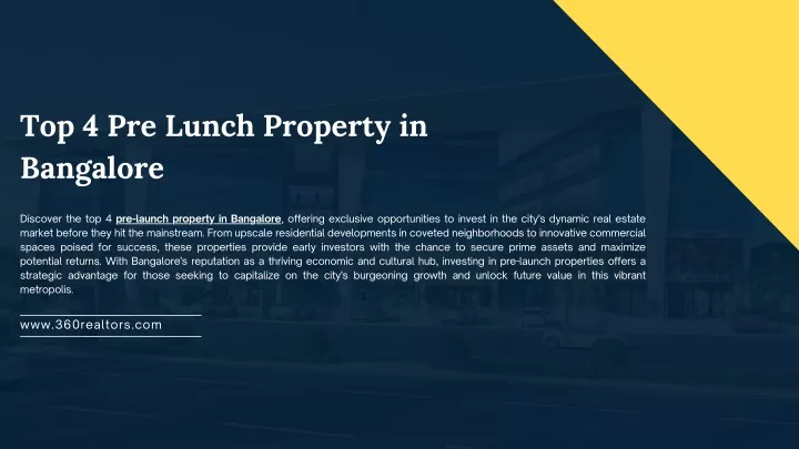 top 4 pre lunch property in bangalore