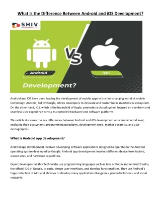 Know the Differences Between Android and iOS Development-PDF Guide