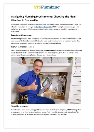 Navigating Plumbing Predicaments - Choosing the Ideal Plumber in Gladesville