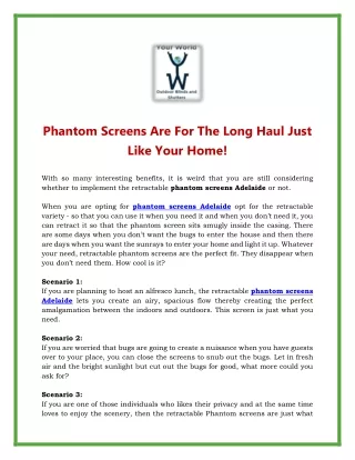 Phantom Screens Are For The Long Haul Just Like Your Home