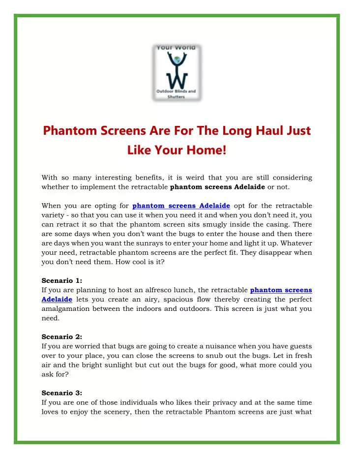 phantom screens are for the long haul just like