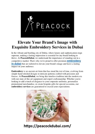 Elevate Your Style with Exquisite Embroidery in Dubai by Peacock Dubai