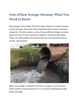 cost of raw sewage cleanup what you need to know