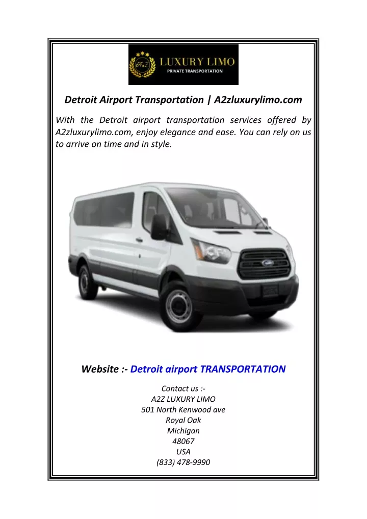 detroit airport transportation a2zluxurylimo com