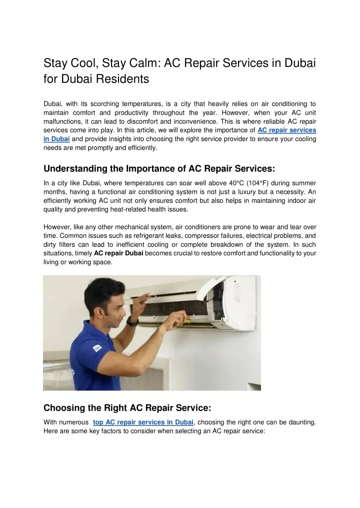 stay cool stay calm ac repair services in dubai