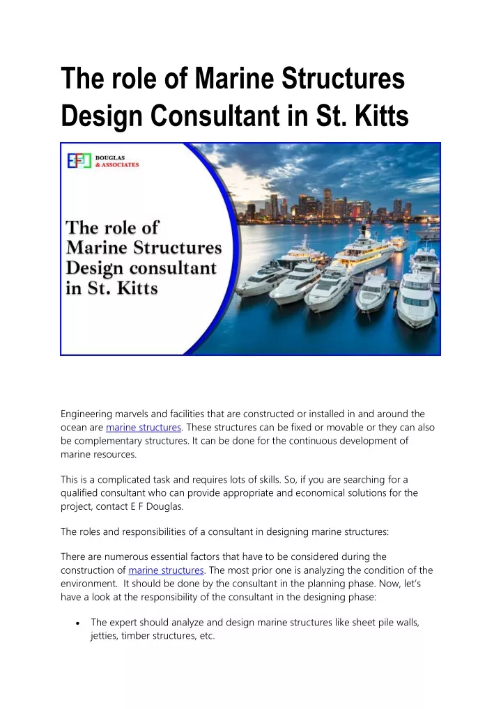 the role of marine structures design consultant