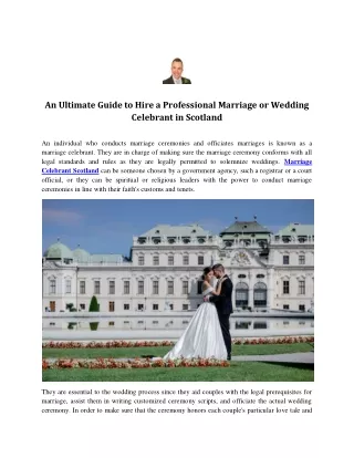 An Ultimate Guide to Hire a Professional Marriage or Wedding Celebrant in Scotla