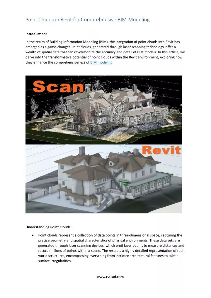 point clouds in revit for comprehensive
