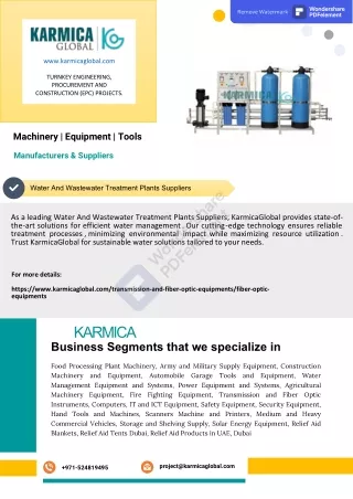 Water And Wastewater Treatment Plants Suppliers