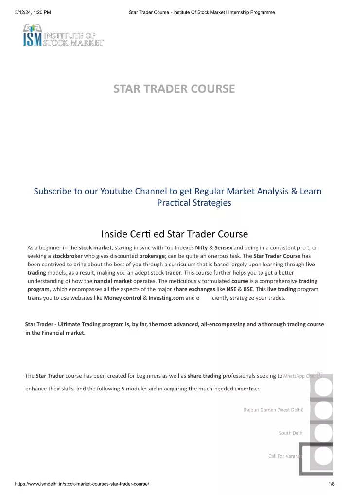 star trader course institute of stock market
