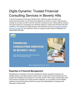 Financial consulting services in beverly hills