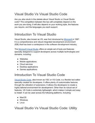 visual studio vs visual code