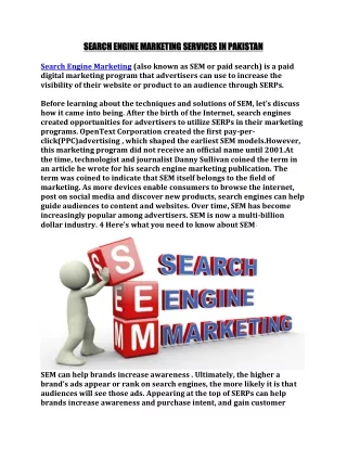 SEARCH ENGINE MARKETING SERVICES IN PAKISTAN
