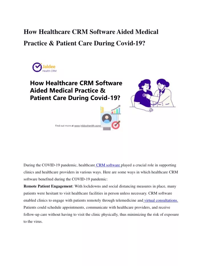 how healthcare crm software aided medical