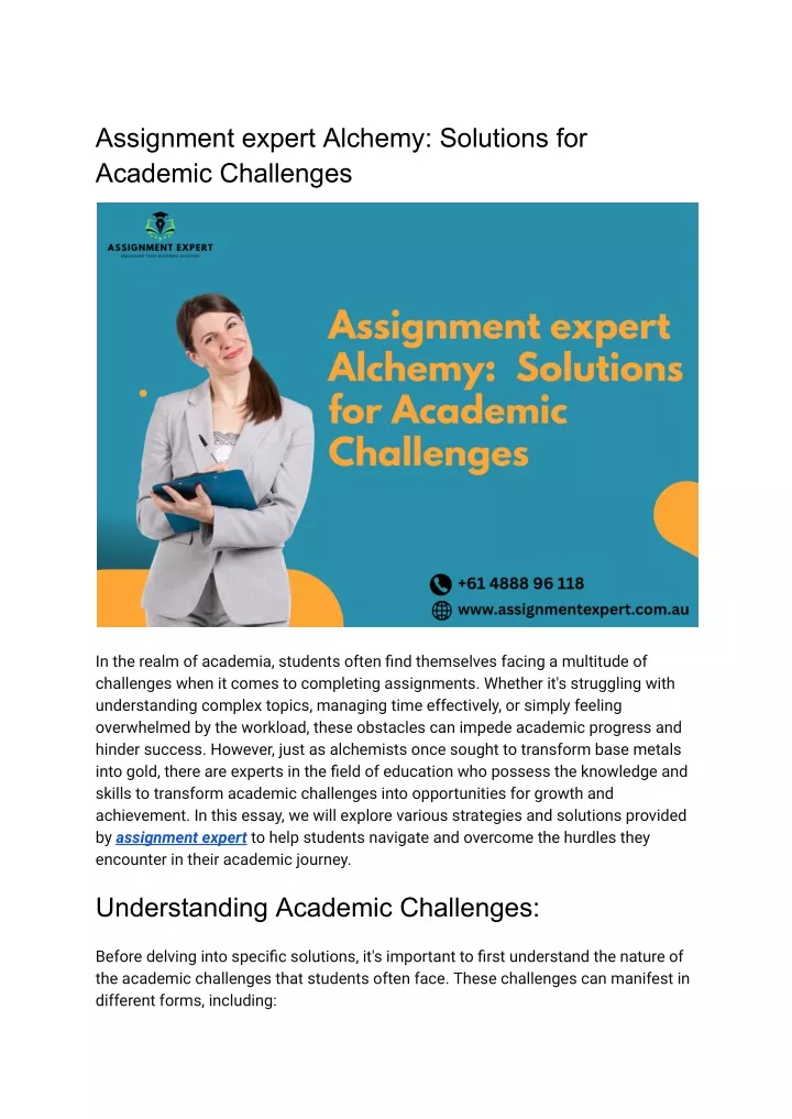 assignment expert alchemy solutions for academic