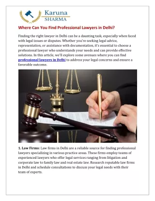 Where Can You Find Professional Lawyers in Delhi