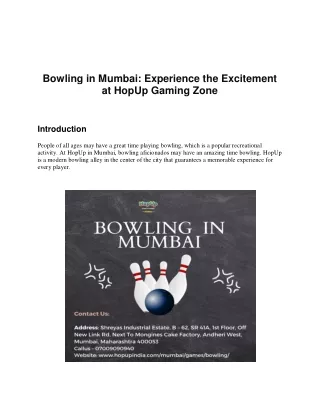 Bowling in Mumbai Experience the Excitement at HopUp Gaming Zone
