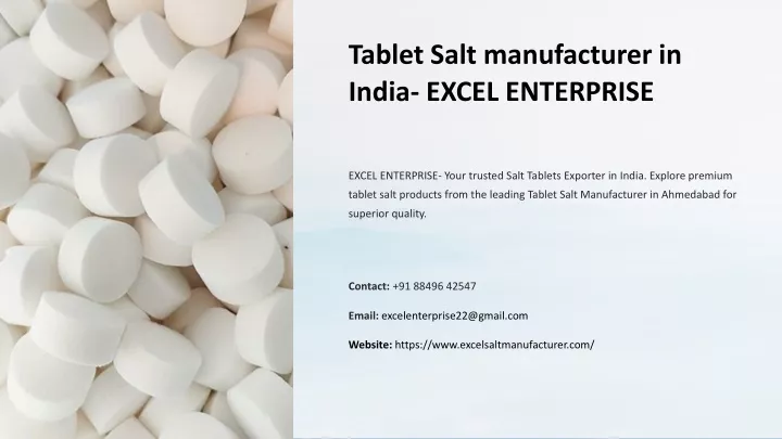 tablet salt manufacturer in india excel enterprise