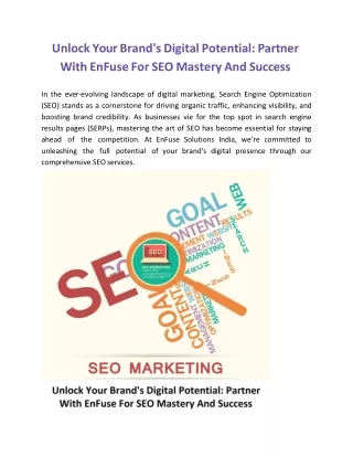 Unlock Your Brand's Digital Potential: Partner With EnFuse For SEO Mastery
