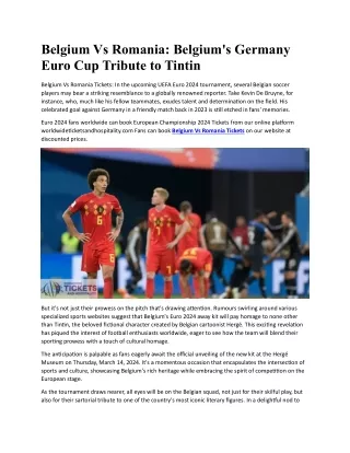 Belgium Vs Romania Belgium's Germany Euro Cup Tribute to Tintin