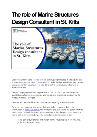 Role of Marine Structures Design Consultant in St. Kitts EFD
