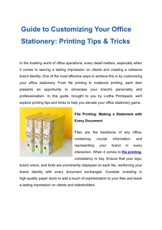 Guide to Customizing Your Office Stationery_ Printing Tips & Tricks