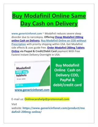 Buy Modafinil Online Same Day Cash on Delivery